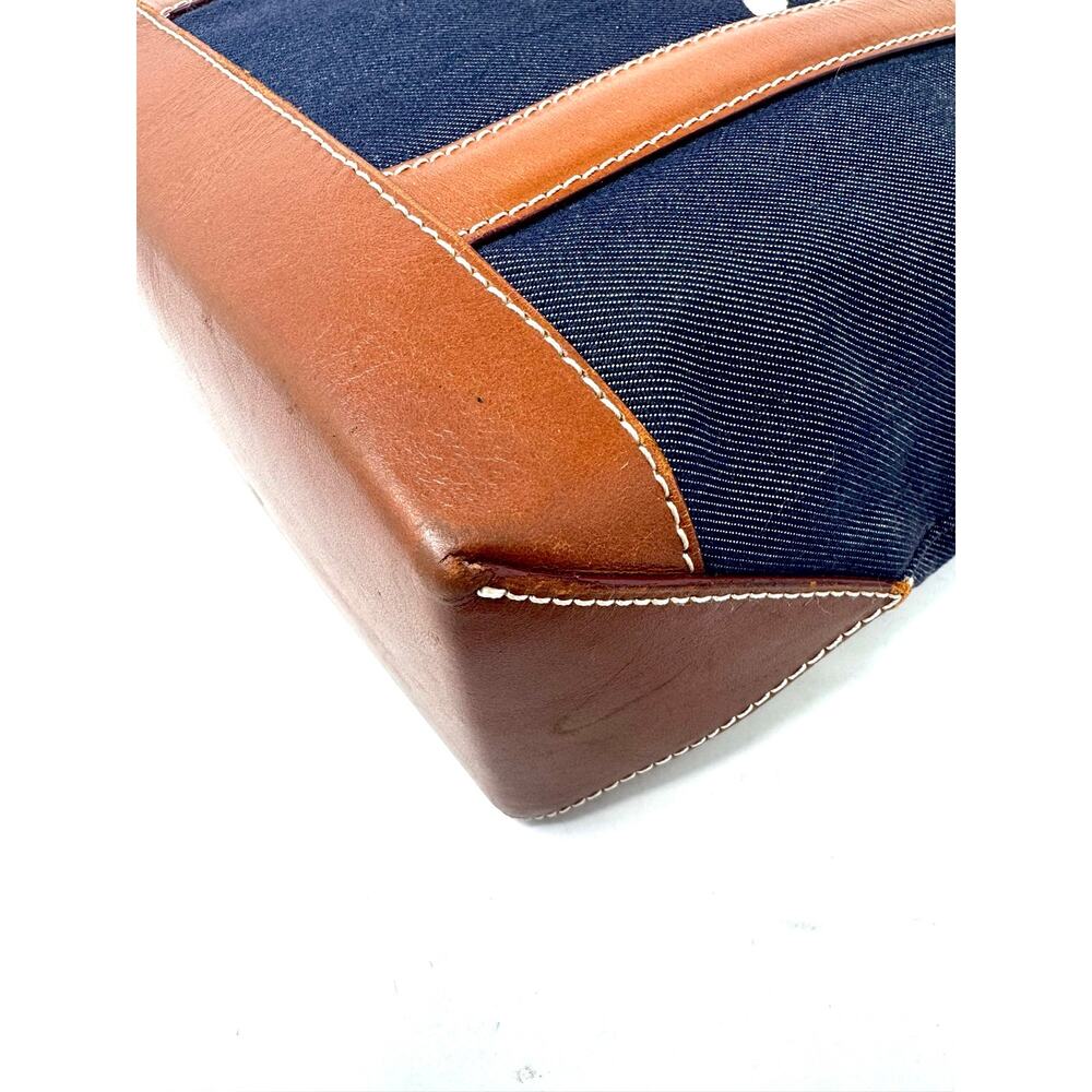 Celine Y2K 2004 hibiscus Blue Print Floral Canvas and Brown Leather bag - Picture 11 of 11